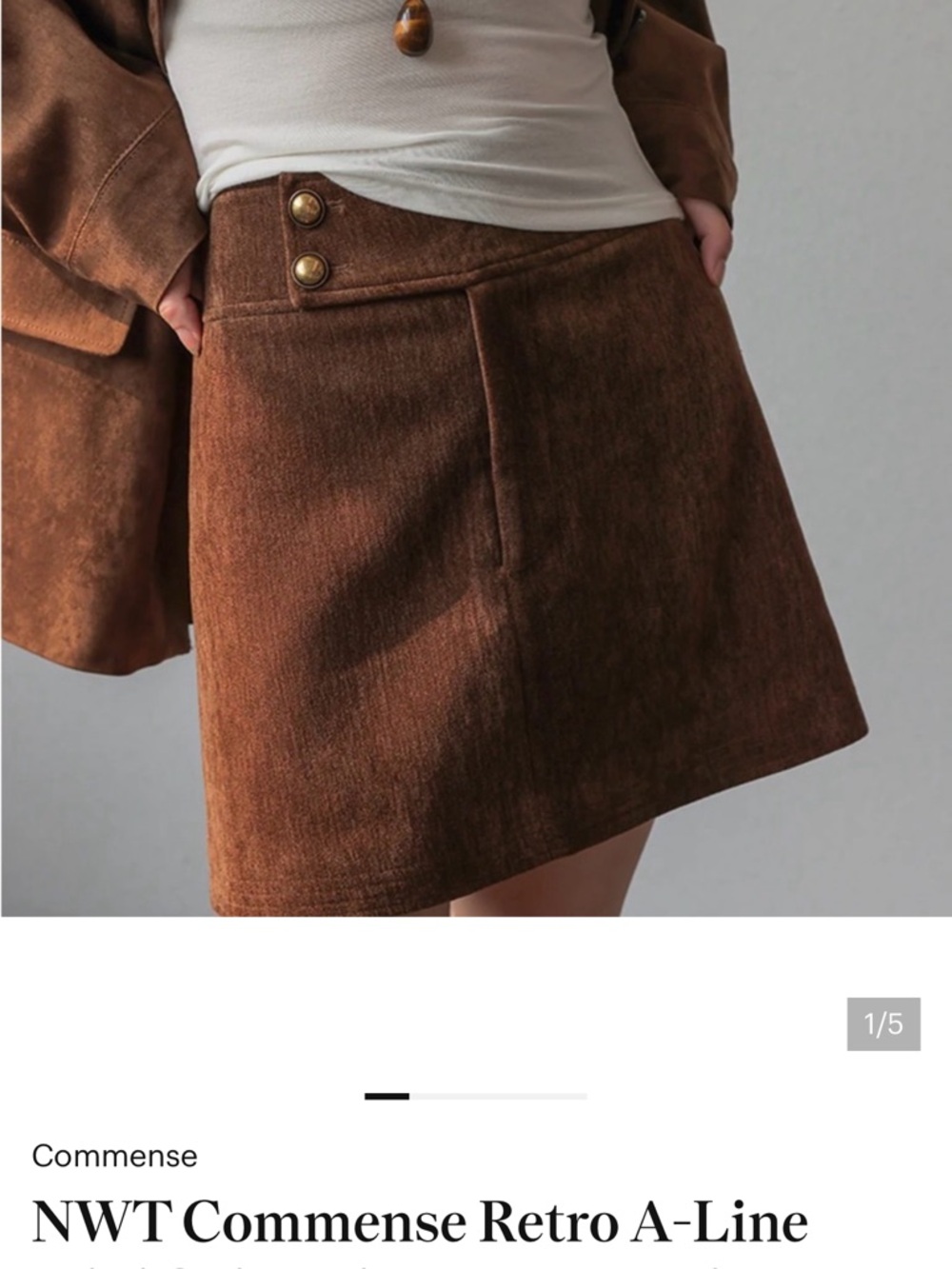 Commense Chocolate Brown Retro A-Line Mini Skirt